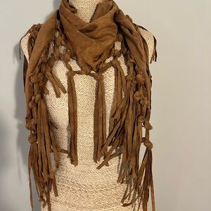 Ultra Suede Caramel Fringe Scarf